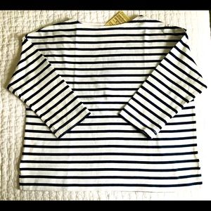Muji sailor navy stripe top with 3/4 sleeves